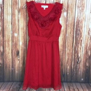 Criss Cross M Red Rosette Sleeveless Aline Dress